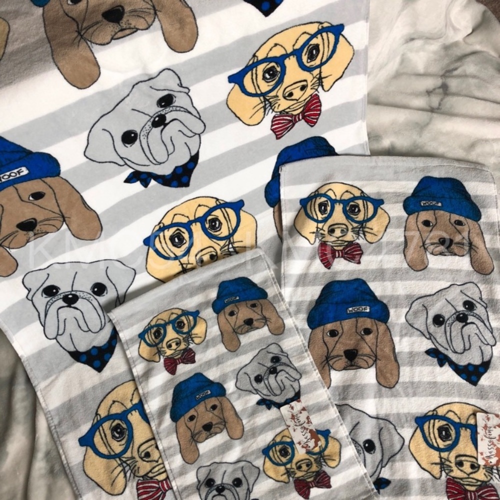 Bulldog Dachshund Cocker Spaniel Bath Hand Towels